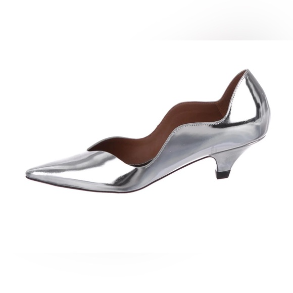 NEW Proenza Schouler Metallic Silver Leather Pumps – Pointed Toe Cone Heels SZ 6 - Picture 1 of 6